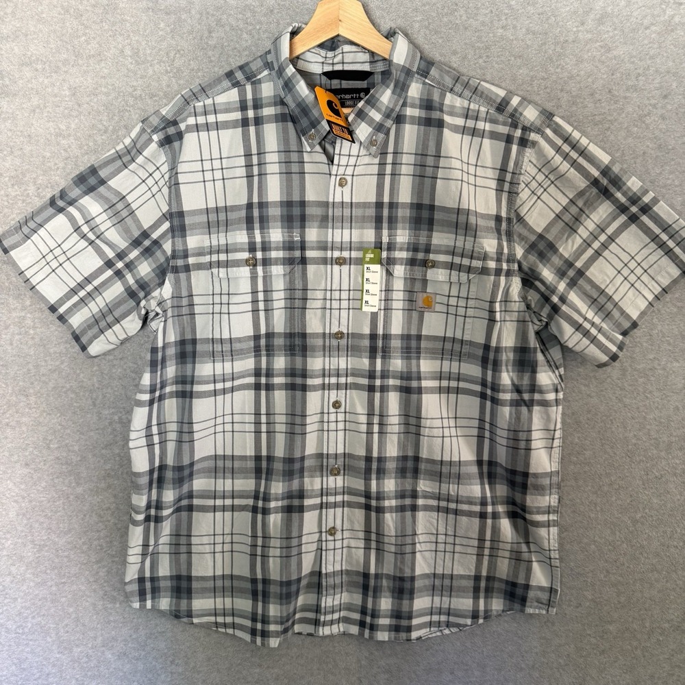 Carhartt Men's Loose Fit Midweight Plaid Short Sleeve Shirt Size XL